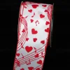 The Ribbon People White And Red Love Notes Wired Craft Ribbon 3" X 20 Yards