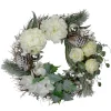 Traditional Pine Wreaths*Northlight White And Silver Floral Flocked Pine Artificial Grapevine Christmas Wreath - 24-Inch, Unlit