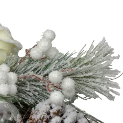 Traditional Pine Wreaths*Northlight White And Silver Floral Flocked Pine Artificial Grapevine Christmas Wreath - 24-Inch, Unlit