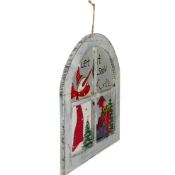 Signs & Plaques*Northlight White Rustic "Let It Snow" Snowman Glass Window Scene Christmas Wall Decor